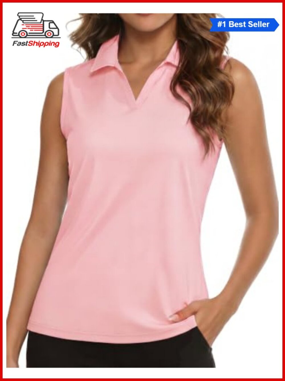 ✨ MAGCOMSEN Women's Sleeveless Golf Polo Shirt UPF 50+ V-Neck Quick Dry
